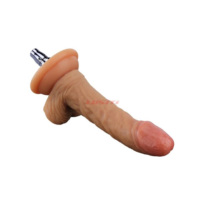 Dual-Layered Silicone Cock w/ Full Shaped Balls adapter for sex machine